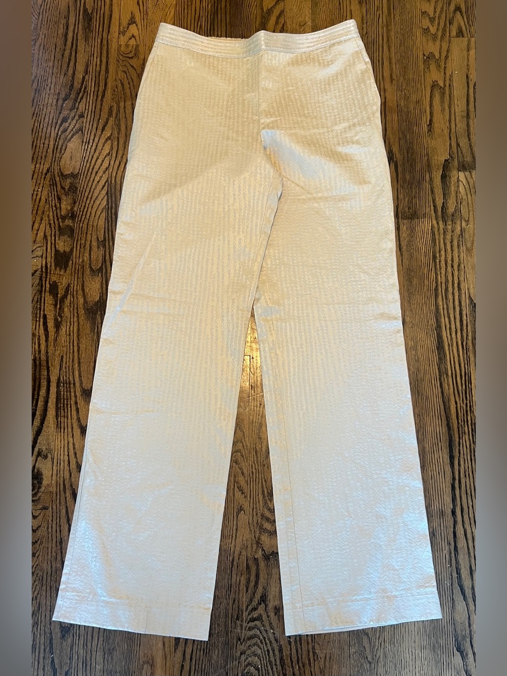 Theory Cream and Gold Elastic-Waist Trousers